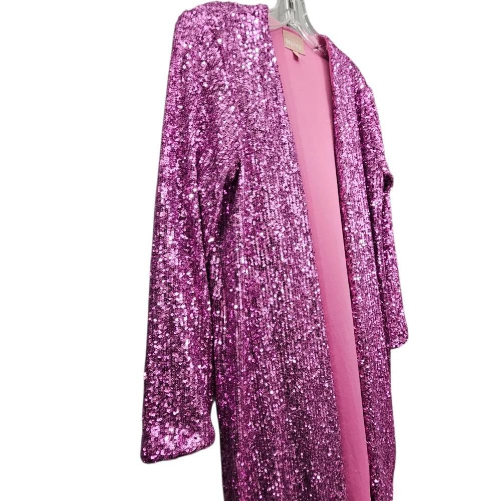 Show Me Your MUMU Duster Nwot Lavender Sequined 3/4 Longsleeve Open Front Coat